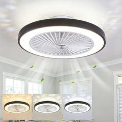 Modern Low Profile Ceiling Fan with 6 Speeds, Reversible Bladeless Ceiling Fans, Dimmable 3000-6500K LED Fan Lights, Smart Timing Ceiling Fan for Living Room, Bedroom, Office, Kitchen