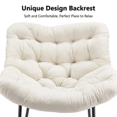 Egg Chairs Oversized Rattan Wicker Outdoor Rocking Chair Metal Frame Garden Rocking Chair Large Support Modern with Cushioned Seat