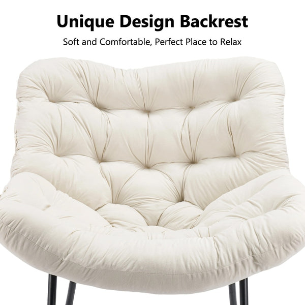 Egg Chairs Oversized Rattan Wicker Outdoor Rocking Chair Metal Frame Garden Rocking Chair Large Support Modern with Cushioned Seat