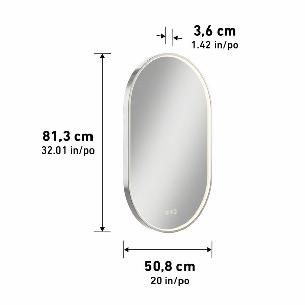 Artika Royce Oval LED Chrome Mirror with Demister