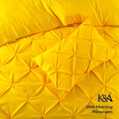 K&A® Pintuck Pinch Pleat Duvet Cover Set with Zipper Closure including Pillowcase – Ultrasoft Brushed Microfiber – Easy Care & Machine Washable