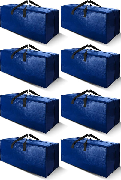 Cosy Family 4 Pack Heavy Duty Extra Large Moving Bags with Backpack Straps - Strong Handles & Zippers, Storage Totes for Space Saving, Fold Flat, Alternative to Moving Box (X-Large-Set of 4, Blue)