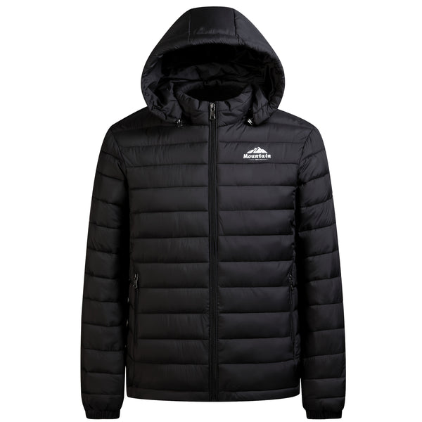 Men's winter Windproof warm Jacket hooded and detachable casual jacket, Men's Fashionable Quilted, Machine Washable - Heavy-Duty Cold Weather Coat, Men's Winter Outdoor Activities Slightly High Quality Jacket High Quality Business Black Jacket.