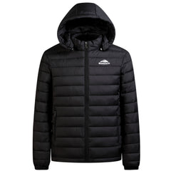 Men's winter Windproof warm Jacket hooded and detachable casual jacket, Men's Fashionable Quilted, Machine Washable - Heavy-Duty Cold Weather Coat, Men's Winter Outdoor Activities Slightly High Quality Jacket High Quality Business Black Jacket.