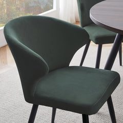 Set of 2 or 4 Corduroy Upholstered Dining Chairs - Modern Padded Seats with Black Metal Legs, Scandinavian Rustic Chairs Suitable for Kitchen, Restaurant, Cafe - - Fabric &