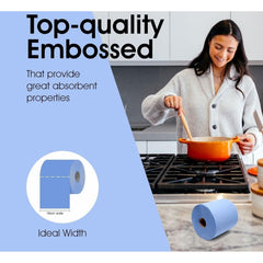 Blue Centrefeed Paper Tissue Rolls 100m - Embossed Pattern Hand Towel - for Home Office Warehouse Bathroom Garage Kitchen, Wipe Away - Wall Mounted Lockable Rolls