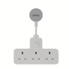 LIPWEL UK Plug Extension Socket with 3 AC Outlets & 2 USB Ports, Flame Retardant Material, Pure Copper, Power Switch & Indicator Light, 3120W/13A, Wall-Mountable for Home Office Dorm - White, Plug Outlet Extender, Workspace Organization, Sleek Design, Saf
