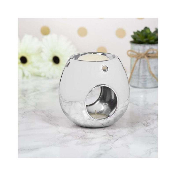 Silver Wax Melt Warmer Oil Tea Light Aroma - 2 PACK - Luxury Glass Round
