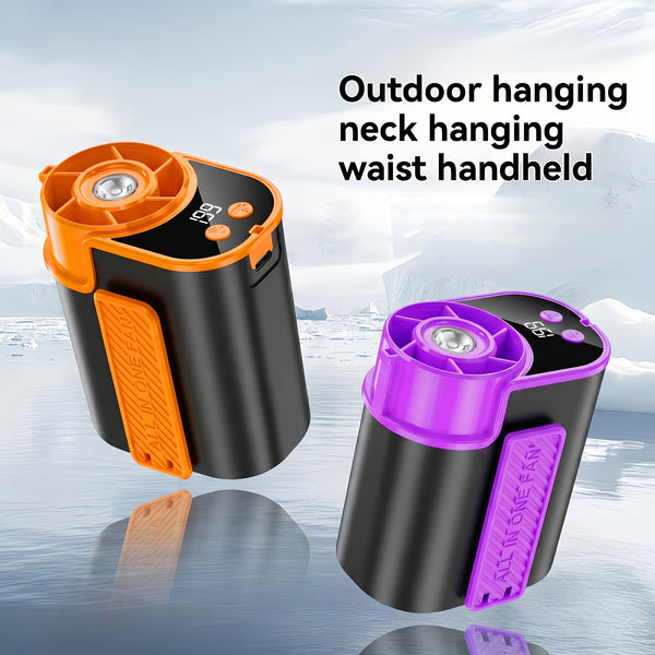 Wearable Air Conditioning Fan - USB Rechargeable, Intelligent 5-Speed High-Speed Fan, Fast Cooling, 5000Mah Battery with Super Long Battery Life, Built-In Flashlight, Ideal for Outdoor Camping, Sports, And Work