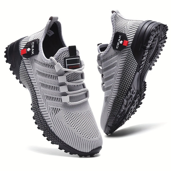 Men'S Breathable Mesh Sneakers - Lightweight Low-Top Training Shoes with EVA Cushioning, & Red Accents for Running, Hiking, Gym & Casual Wear - All-Season Comfort, Hiking Footwear, Sleek Sporty Design, Durable Traction Footwear