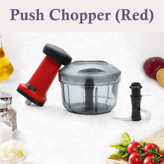 SUL Manual Food Chopper, Hand Pull/Push Chopper with Removable Blades and Non-Slip Base Food Chopper for Kitchen to Chop Fruits,Vegetables, Salad (Push Chopper (Red) 600ml)