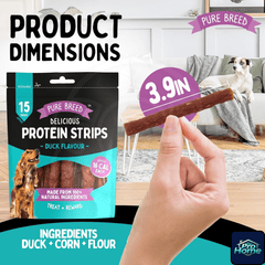 Delicious Protein Strips Duck Flavour, Duck Strips for Dogs & Puppies, High Protein Dog Treats, Chewy Training Snacks, Easily Digestible in Resealable Pack