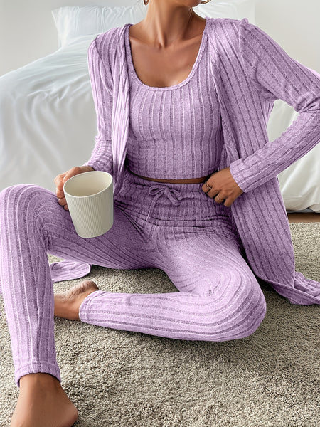 Autumn clothing, casual and elegant Women's three-piece set, stretch fabric, Women's loungewear, suitable for Christmas, holidays, dates, outdoor, beautiful Women's suit.