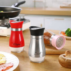 4pcs Set (2 Bottles + 2 Caps) of Adorable Glass Salt And Pepper Shakers. 4 Oz (Approx. 113.4G) Glass Salt And Pepper Shakers with Stainless Steel Caps, Suitable for Kitchen Dining Tables, Rvs, Camping, And Bbqs. Condiment Bottles, Salt And Pepper Shakers.