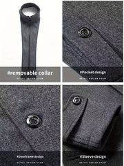 New Autumn And Winter 802 Detachable Double-Layer Collar Thick Velvet Blend Overcoat for Men