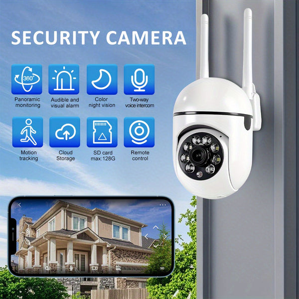 2pcs Smart Home Surveillance, Full Color Night Vision Wireless 2K Indoor/ Outdoor Camera, Intelligent Alarm, Two-Way Audio, Pan/ Tilt 2.4G Wi-Fi Security Camera with Motion Tracking, Suitable for Family and Pets
