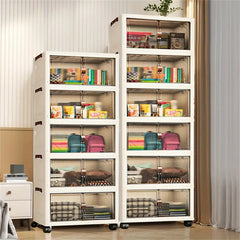 6 Tier Stackable Storage Bins with Lids And Double Doors, Large Capacity Plastic Organizer Containers with Wheels for Home And Office Wardrobe Organization, Storage Bins for Home Organization, Baskets, Bins & Containers for Home Organization