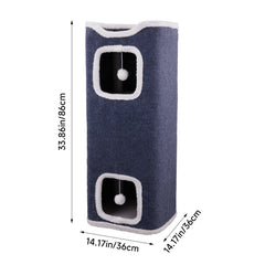 Large Cat Bed Cat House Cave & Tower Foldable Indoor 1/2/3 Layer with Hanging Toy Ball for Small Medium Pets, Large Cats Cube Bed Cave with Hideaway Condos