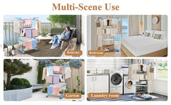 Extra Large 4-Tier Freestanding Metal Clothes Drying Rack, Adjustable Rolling Garment Dryer Stand with Wheels, Foldable Design for Indoor/Outdoor Laundry Room, Drying Racks