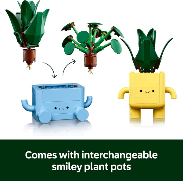 LEGO Botanicals Happy Plants Toy - Crafts Kit for Kids Incl. 2 Artificial Plants with 2 Colourful Flower Pots & Interchangeable Cartoon Faces - Nature Gifts for 9+ Year Old Girls & Teens - 10349