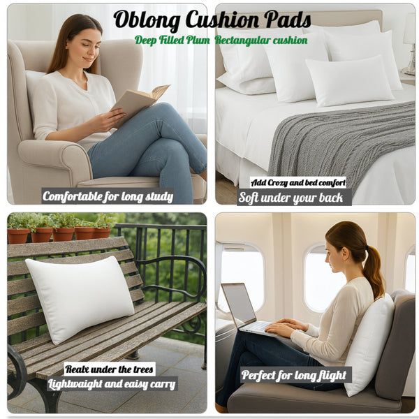 Oblong Cushion Pads Rectangular Shape Deep Fill Inner Insert Hollowfiber Cushions