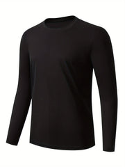 7pcs Men's Long Sleeve Crewneck Shirts in Black, Khaki, Gray, Navy, Burgundy, Army Green, and White - Quick-Dry Athletic Tops for Fitness, Casual Outdoor Wear, and Slimming Workout Apparel