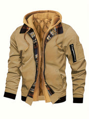 Pearson OBM Men'S Winter New Korean-Style Hooded Jacket, a Casual And Trendy Outerwear, Solid Color, Formal Style, with Zipper Details