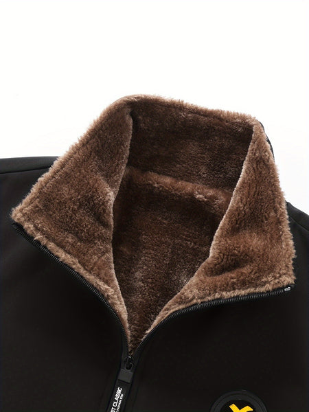 Men's New Stand-up Collar Casual Autumn and Winter Jacket Jacket Men's Velvet Padded Warm Fashion Winter Clothes -padded Jacket