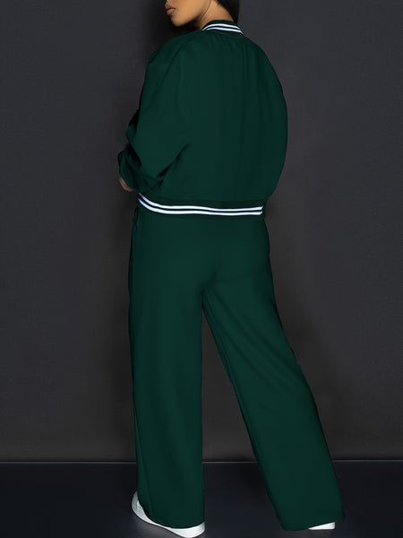 533 2 European and American Style Outgoing Party Casual Vacation Style Pocket Women's Set, Women's Pants Set
