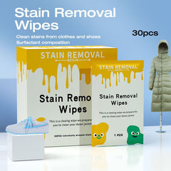 Stain Removal Wipes – 30 Individually Wrapped Cleaning Sheets, Portable Instant Stain Cleaner for Fabric & Surfaces