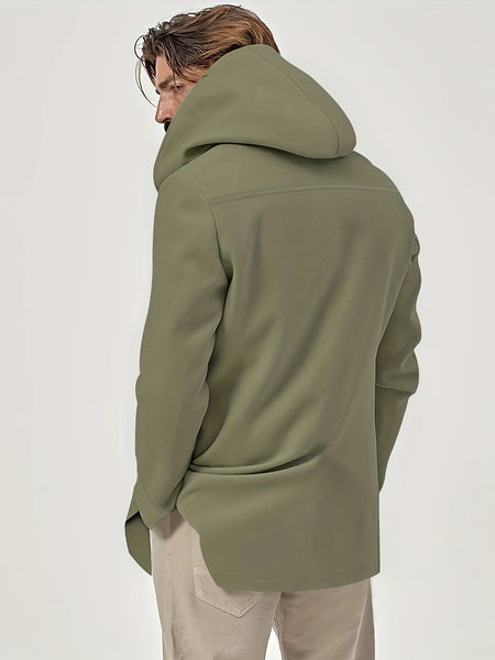 2024 Foreign Trade New Product Men'S Mid-Length Slim Fit Windbreaker Hooded Casual Pure Coat Performance Clothing