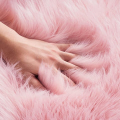 Ultra Soft Faux Fur Rug, Pink Fluffy Shaggy Small Area Rugs, Non Slip Area Floor Carpet, Soft and Cozy for Living Room, Bedroom, Sofa, Chair, Machine Washable