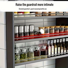 1PC No-Drilling Wall-Mounted Spice Rack – Adjustable Multi-Layer Metal Shelf for Kitchen/Bathroom – Space-Saving Storage Organizer for Toiletries, Spices, Books (Black/White)