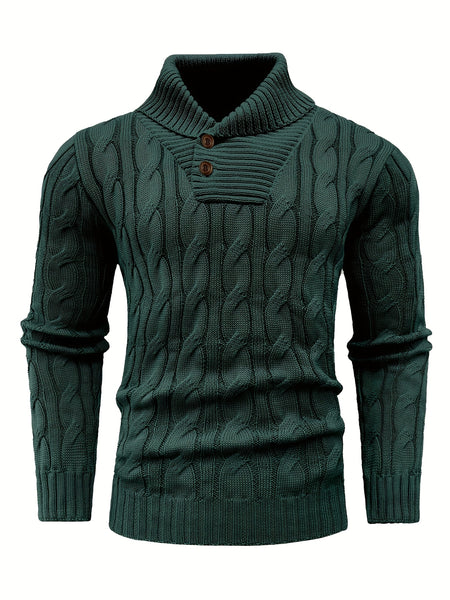 Men's Mature Business Sweater - New Autumn/Winter Lapel Ribbed Knitwear, Fashionable Solid Color Pullover, Suitable for Layering and Wearing Over Clothes