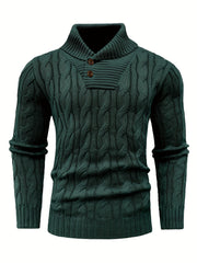 Men's Mature Business Sweater - New Autumn/Winter Lapel Ribbed Knitwear, Fashionable Solid Color Pullover, Suitable for Layering and Wearing Over Clothes