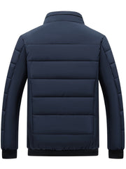 Men's Casual Collar Fashion Coat Men's New Young and Middle-aged Autumn and Winter Plus Velvet Padded Warm -padded Jacket.