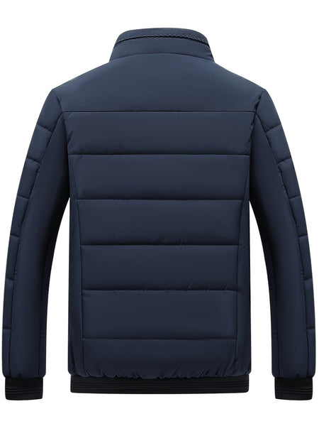 Men's Casual Collar Fashion Coat Men's New Young and Middle-aged Autumn and Winter Plus Velvet Padded Warm -padded Jacket.
