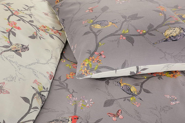 3pcs Caramel Flower Duvet Cover Set - Premium Floral Duvet Cover with Pillow Cases Super Soft Flower Bedding Sets Breathable Reversible Grey Quilt Covers, Machine Washable Double King Superking Size