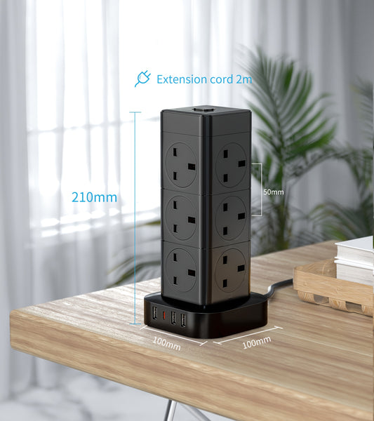 Cube Extension Lead with 8Outlets Power Stirps with 5 M Cable 4 USB