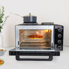 Mini Oven with Double Hotplate, 28L, by Hamilton Beach