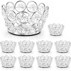 10 Pack Iron Crystal Candle Holders, Bowl-Shaped Decorative Tealight Holders for Table, Wedding, Party & Home Décor
