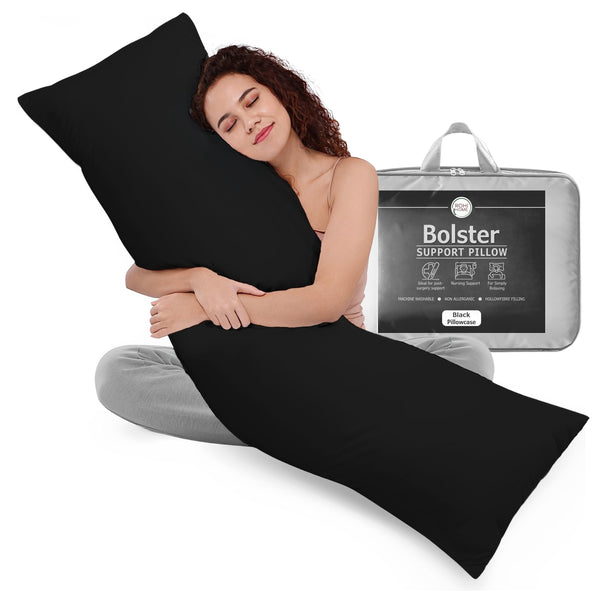 Rohi Full Body Pillow with Free Pillowcase – Hollowfibre Filling – Orthopaedic Long Pillow (3ft, 4ft, 4.6ft, 5ft, 6ft) – Bolster Pillow for Maternity, Back & Neck Support – Side Sleeper Pillow