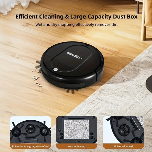 3-in-1 Robot Vacuum Cleaner | 4, 000 Pa Powerful Suction, Up to 90mins Runtime, Low Noise, Suitable for Hard Floors, Flatmarble Tiles, and Wood Floors | USB Charging, Hair Anti-Tangling, Blow and Suction Integrated, Crash Protection
