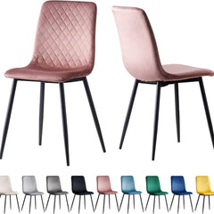 mcc direct Set of 2 Designer Velvet Chairs Fabric Dining Chairs with Metal Legs-Lexi Chairs