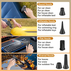 Compressed Air Dust Collector, 120W High-power Violent Fan, Built-in 2400mAh Battery Rechargeable Air Blower, with 140, 000 Rpm High-speed Turbine Fan, with 3 Speed Settings, Handheld Hair Dryer, Suitable for Computer Keyboards, Cars, Homes.