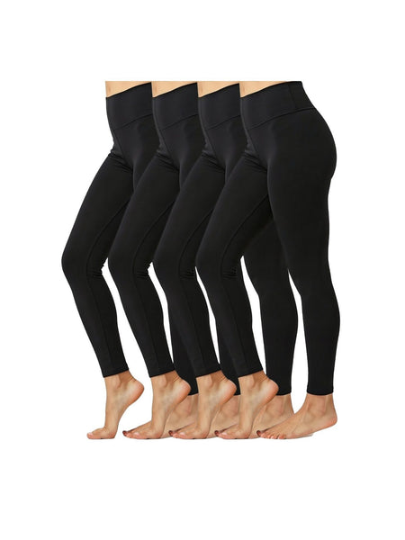 Ladies ( 4 Pack ) Full Length Leggings - Stretchy Soft Touch Women's Non See Through Full Length Comfort Soft Leggings, Plus Sizes