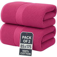 Set of 2 Jumbo Extra Large Bath Sheets – 85 x 175 cm Super Soft, Highly Absorbent, Quality Towels for Bathroom, Spa, Gym & Hotel Use