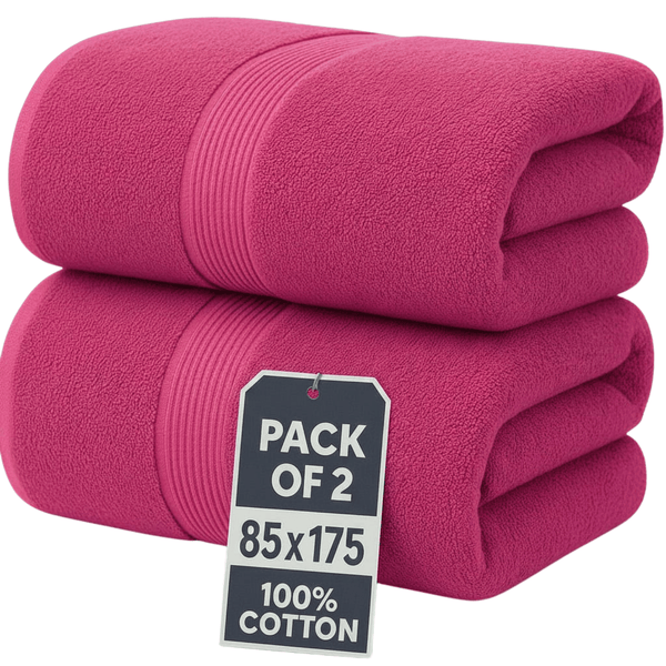 Set of 2 Jumbo Extra Large Bath Sheets – 85 x 175 cm Super Soft, Highly Absorbent, Quality Towels for Bathroom, Spa, Gym & Hotel Use