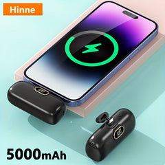 Hinne 5000mAh Mini Portable Charger, Ultra-Compact Battery Pack Travel Phone Charger, Emergency Power Pocket Power Bank, USB Mobile Backup Battery Pack, Gift.