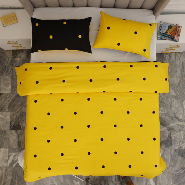 3pcs Reversible Polka Dot Duvet Cover Set – Hotel Quality, Soft & Breathable Microfiber, with Pillowcases, Button Closure, Machine Washable, Wrinkle Free & Durable